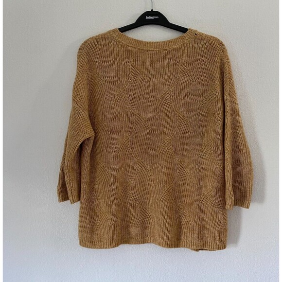 J. Jill Women's Brown Gold Round Neck Cotton Blend Sweater Small - Picture 3 of 10